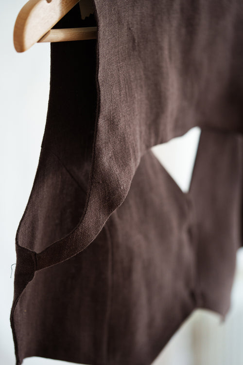 Linen Tiny Vest Dark Brown