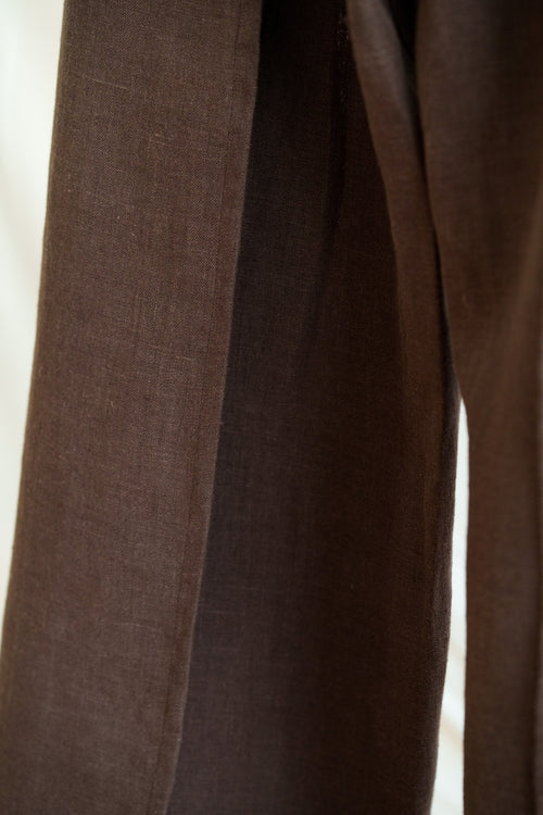 Linen Wrap Pant Dark Brown