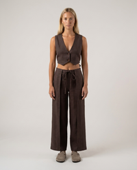 Linen Tiny Vest Dark Brown