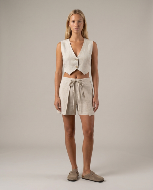 Linen Wrap Shorts Natural