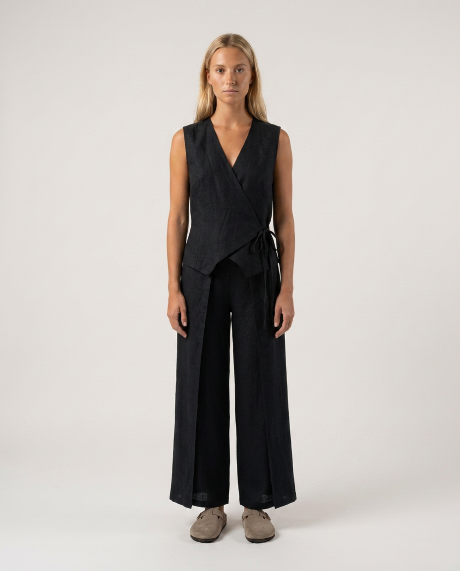 Linen Vest Black