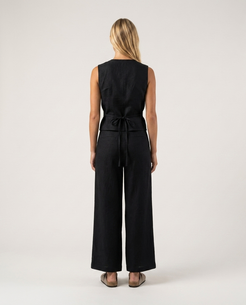 Linen Vest Black