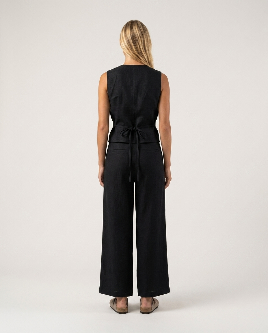 Linen Vest Black
