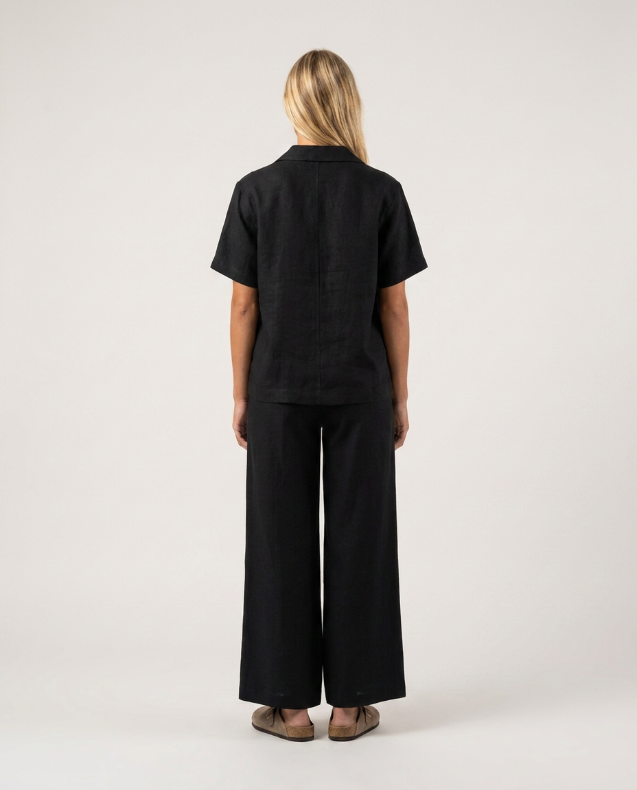 Linen Wrap Pant Black