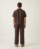 Linen Wrap Pant Dark Brown