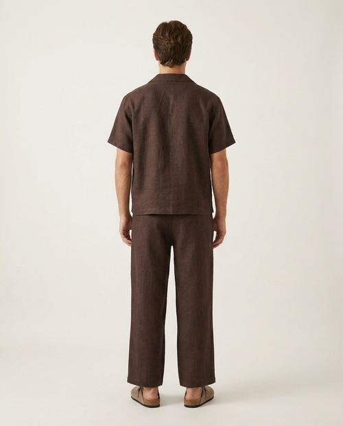 Linen Wrap Pant Dark Brown