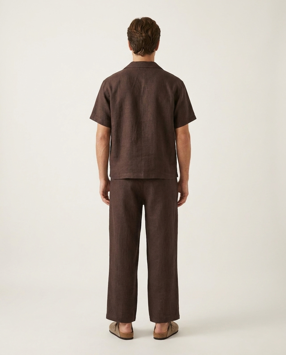 Linen Wrap Pant Dark Brown