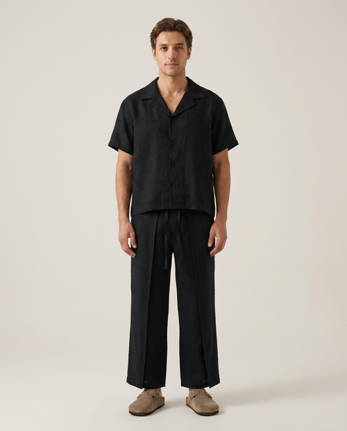 Linen Wrap Pant Black