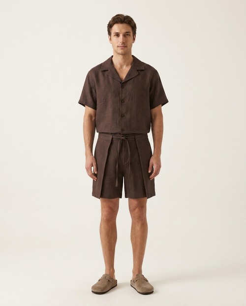 Linen Wrap Short Dark Brown