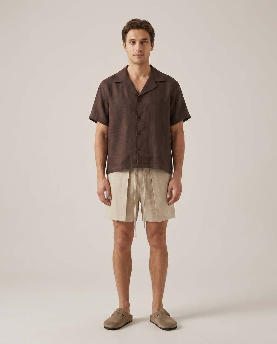 Linen Shirt Dark Brown