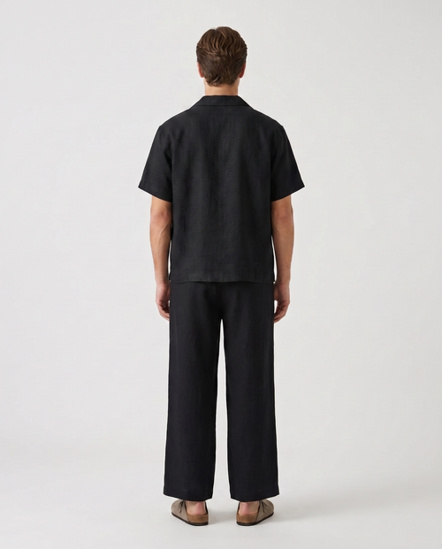 Linen Wrap Pant Black