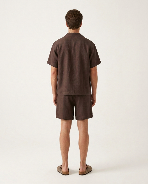 Linen Wrap Short Dark Brown