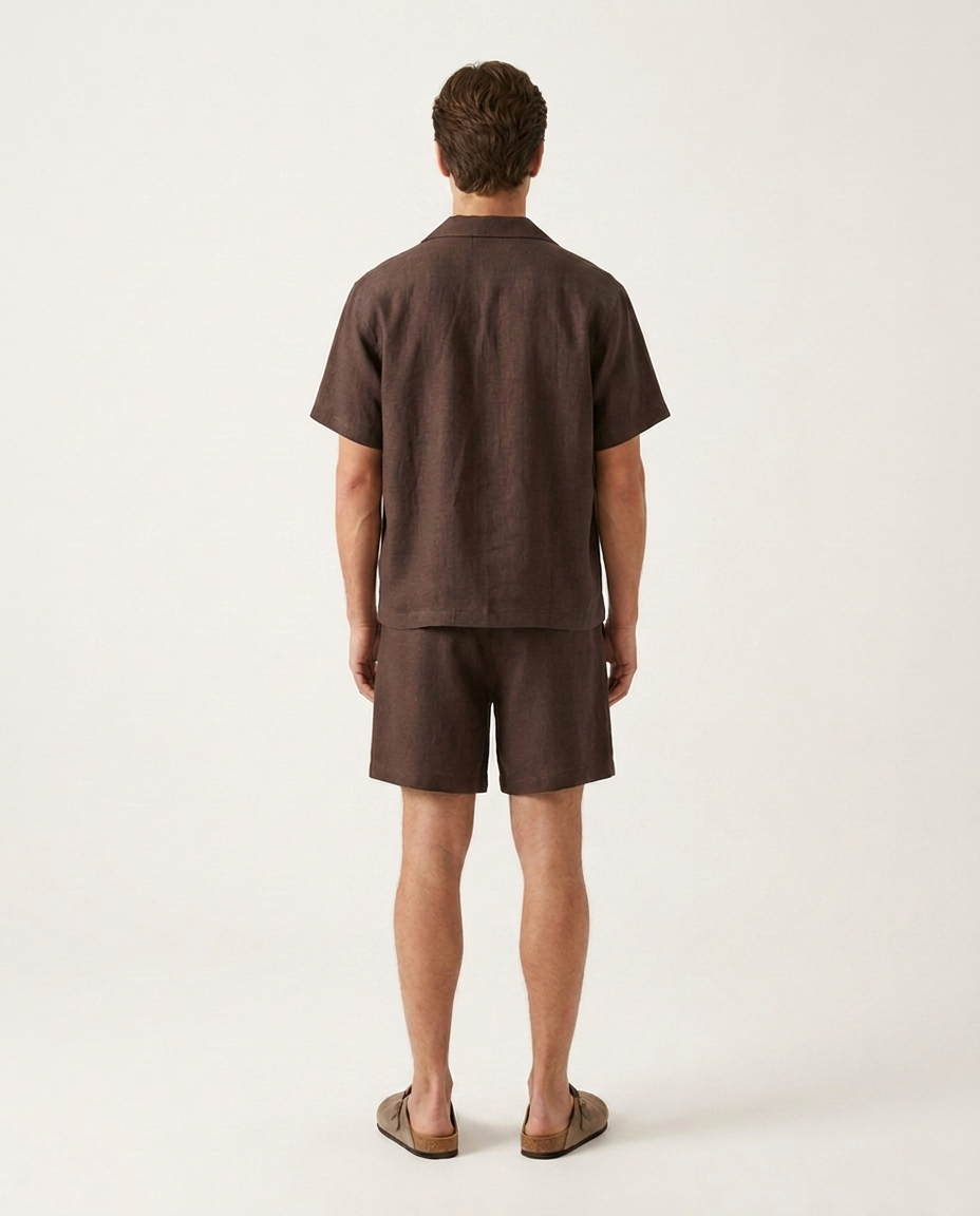 Linen Wrap Short Dark Brown