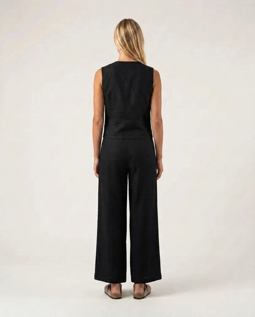 Linen Vest Black