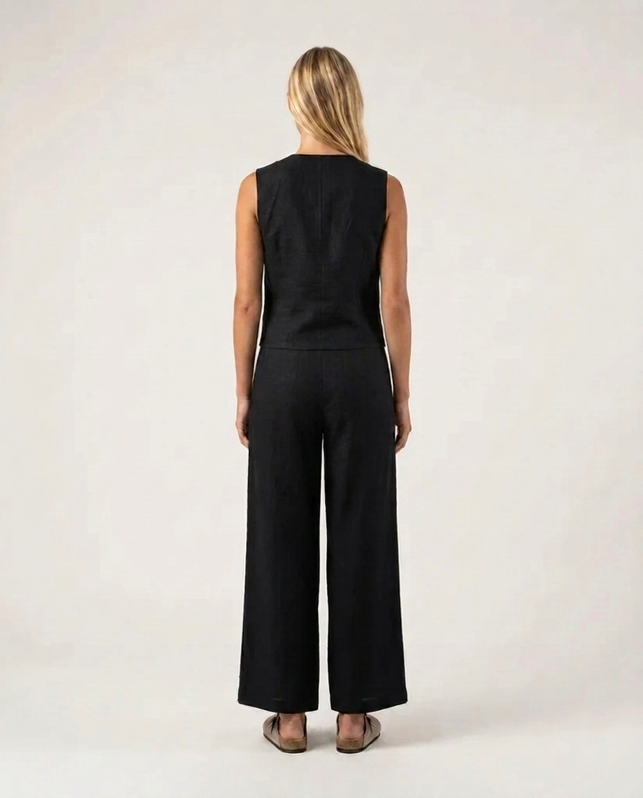 Linen Vest Black